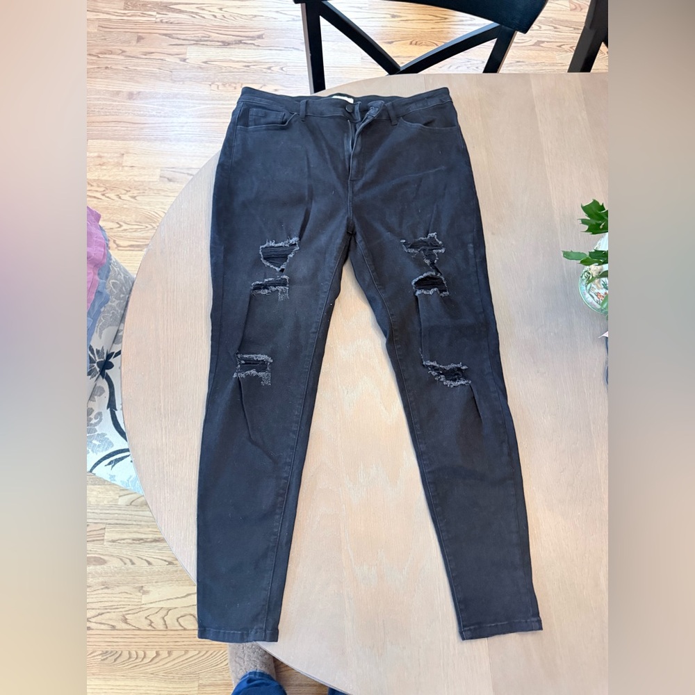 KanCan High-Rise Skinny Black Distressed Jeans